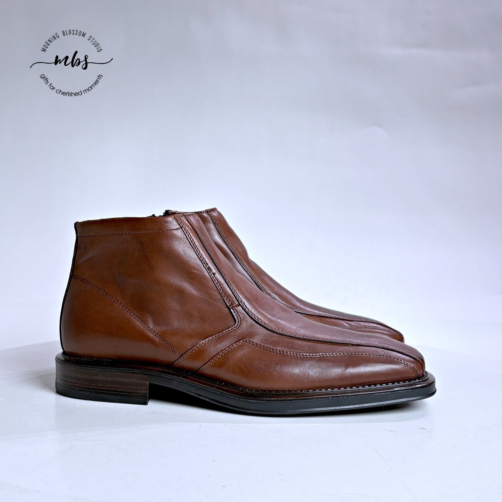 Skechers‎ Maestros Puccini  Leather Side Zip Ankle Dress Boots Brown Men 13